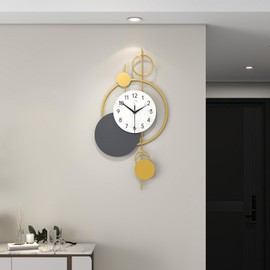 JUJUDA Large Gold Wall Clock for Living Room Decor Big Metal Modern Decorative Wall Clock Battery Operated Non Ticking for Kitchen Office Bedroom 27 Inch Unique Silent Quality Quartz Clock for Home