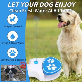 Outdoor Dog Drinking Water Fountain Step On, Automatic Dog Sprinkler Toy Foot Activated Drinking Water Dispenser Dogs Waterer with Hose for Small Medium Large Dog Cat Pet, 10.43x8.27x3.15in
