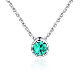 HeyMeili Emerald Pendant Necklace for Women in Sterling Silver 925 Green Gemstone Pendant Necklace Jewellery Gift