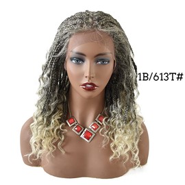 RESHE Braided Wigs For Black Women HD Lace Front Braided Wigs Knotless Box Braid Wigs Premium Kanekalon Synthetic Braid Wig With Baby Hair Handmade Micro Cornrow Braided Wig (#1B/613)