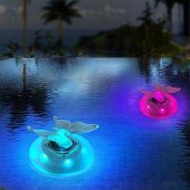 2Pcs Solar Floating Pool Lights Color Changing LED Butterfly Dragonfly Lights Outdoor Pool Garden Backyard Pond Party Decorations
