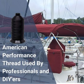 EZ-Xtend #138 Bonded Polyester Thread 100% American Made for Outdoor and Marine Fabric Sewing Applications, Awnings, Tarps, Canvas. for Heavy Duty and Industrial Sewing Machines (Black, 8 oz)