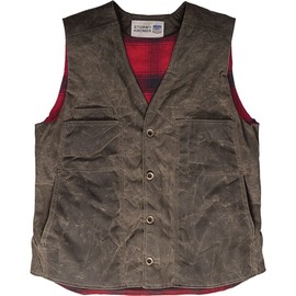 Stormy Kromer Waxed Cotton Vest with Flannel Lining – Men's Sleeveless Outerwear Vest