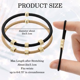 10 Pcs Blonde Boho Hair Ties Elastic Blonde Bracelet Ponytail Holder Gold Beads Aesthetic Boho Jewelry Hair Accessories Bling No Damage for Curly Hair Women Thick Thin
