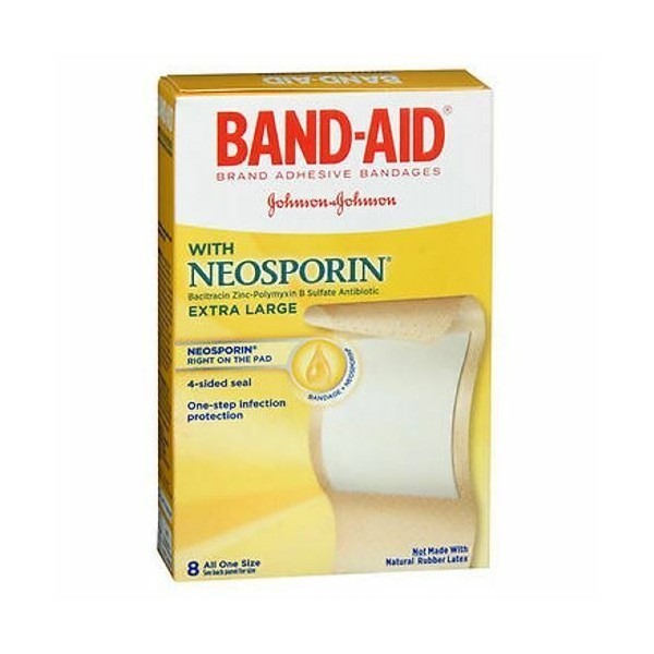 Band-Aid Adhesive Bandages Antibiotic Extra Large 8 eac