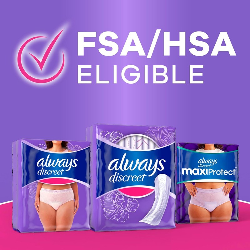Always Discreet Adult Incontinence Pads for Women, Drier, 6 Drop