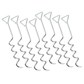 Mytee Products 8 Pack Hay Tarp Spiral Anchor Pins 16" to Secure Hay Covers | Corkscrew Shape Trampoline Anchor, Tent Hold Downs, Galvanized Steel Ground Tie Down Stakes