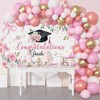Mocsicka Pink Bow Graduate Backdrop Banner Coquette Graduation Decorations Coquette