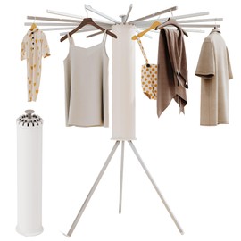 BOQORAD Tripod Clothes Drying Rack,Drying Rack Clothing Foldable,(16 Aluminium Poles),Standing Dry Racks,Laundry Drying Rack,Clothes Hanger Rack,Laundry Rack Folding,Collapsible,Retractable