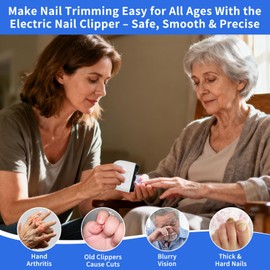 Electric Nail Clipper-3-in-1 &Electric Nail Trimmer for Thick & Fragile Nails with Display, 3 Speeds, LED Light & Storage, Rechargeable Electric Nail Clippers for Seniors,Adults & Kids, Fingers & Toes