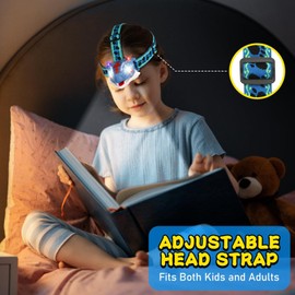QCTOYS Ankylosaurus Headlamp for Kids - LED Head Torch with 3 Lighting Modes Roaring Sounds Camping Accessories | Outdoor Indoor Flashlights Headlamp Blue Dinosaur Toys Stocking Stuffers Gifts