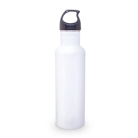 Simply Green Solutions - Stainless Steel Water Bottle for School, Workout, & Work, Reusable Water Bottles for Women & Men, Wide-Mouth Water Flask, White Water Bottle with Screw-On Lid, 24oz
