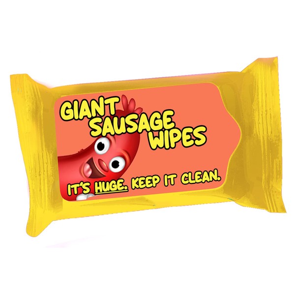 Giant Sausage Wipes - Funny Gifts for Men - Gag Gift for Adult Stocking Stuffers - Meat Lovers Gifts for Friends, Made in America