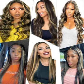 Niciitysi P1B/27 Blonde Body Wave Bundles Human Hair Ombre Two Tone Black and Honey Blonde Bundles Double Weft Brazilian Hair Extensions 18 20 22 inch
