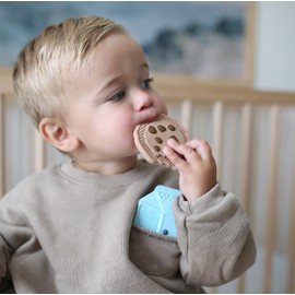 Nuby All Silicone Chocolate Chip Cookie & Milk Carton Teether – 2 Pack, 3+ Months