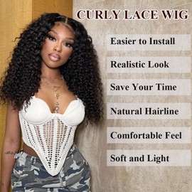 Colorful Queen Curly Lace Front Wig Curly Wigs for Black Women Synthetic Lace Front Wig 14 Inch Short Glueless Kinky Curly Wigs Ombre Burgundy and Black Deep Wave Wig