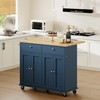 Shintenchi Kitchen Island with Drop Leaf, Rolling Kitchen Cart with