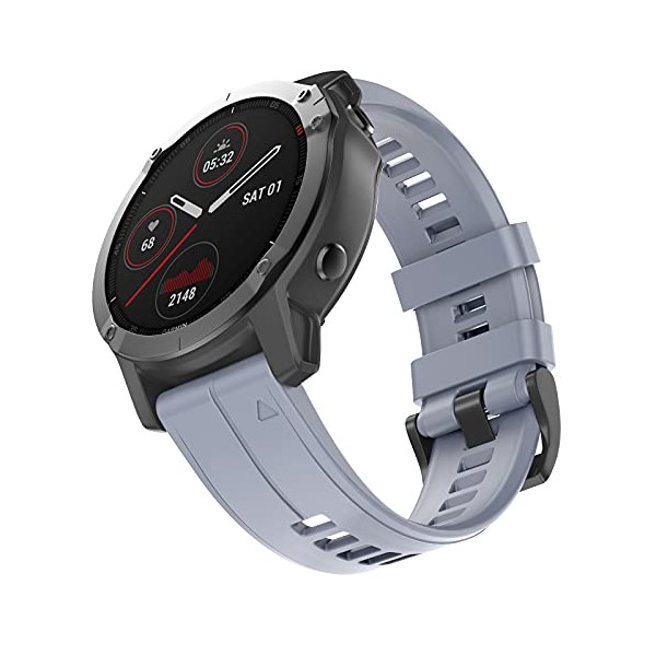 OVERSTEP Compatible with Garmin Fenix 5 Watch Band, 22mm Soft Silicone Bands for Fenix 6/Fenix 7/Fenix 5 Plus/Fenix 6 Pro/Forerunner 935/Forerunner 945/Approach S60/Quatix 5 Smartwatch (Gray)