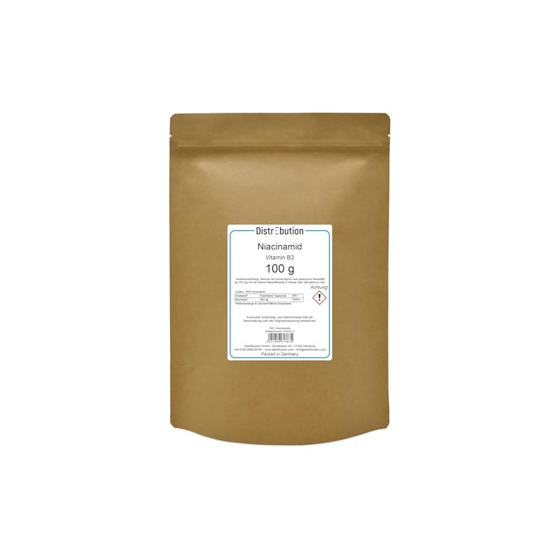Vitamin B3 Pulver 100g reines Niacinamid in Lebensmittelqualität flush-free