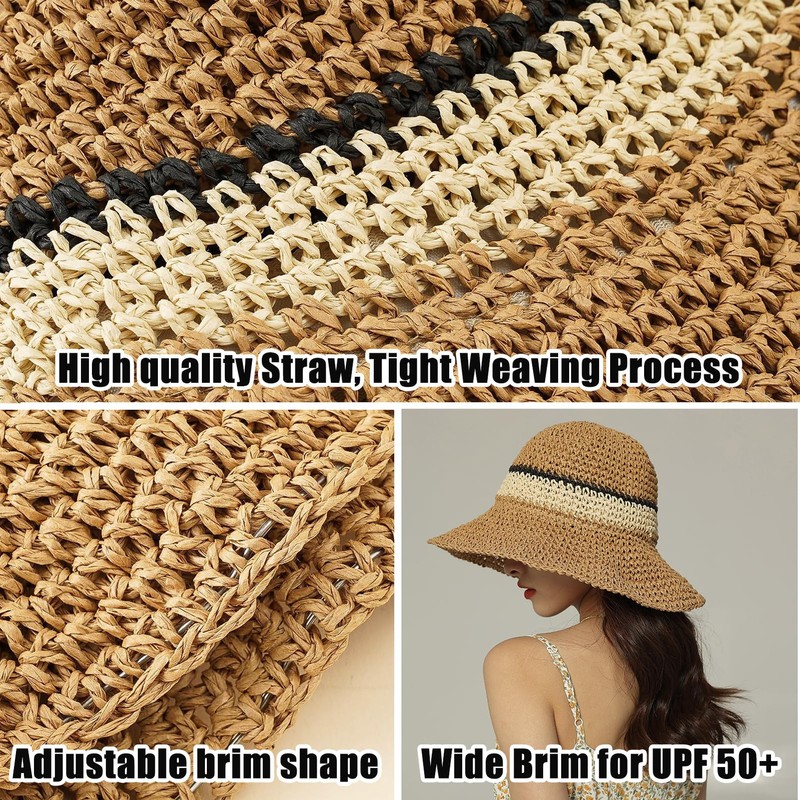 KXF Women's Sun Hat Foldable Packable Up Brim Bucket Cap