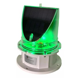 PilotLights.net Marine Solar Warning Light - PRO GREEN LED Marine Dock Barge Safety Beacon Light