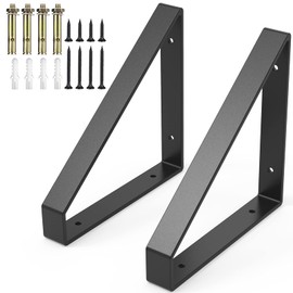 2PCS Heavy Duty Shelf Brackets,8" Metal Wall Brackets Steel Triangle Bracket,300lbs Load Garage Workshop Home Shelf Brackets,Industrial Shelf Supports