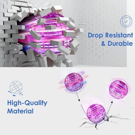 Hover Flying Ball, Magic Spinner Ball RGB Light Flying Ball, Hover Ball Mini Drone for Children Flying Toy, Flying Orb Floating Ball Gifts for Boys Girls Indoor Outdoor (Pink)