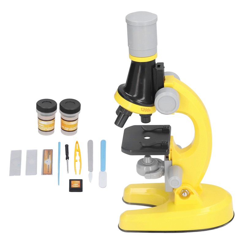 Kids Microscope Kit LED 1200X Microscope with Specimen Slides Science