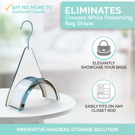 CLOSETLY Handbag Hangers, New Luxury Acrylic Purse and Bag Holder Hook, Closet Storage and Organization Display (Pack of 1)