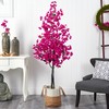 Nearly Natural 6ft. Pink Artificial Bougainvillea Tree with Handmade Jute