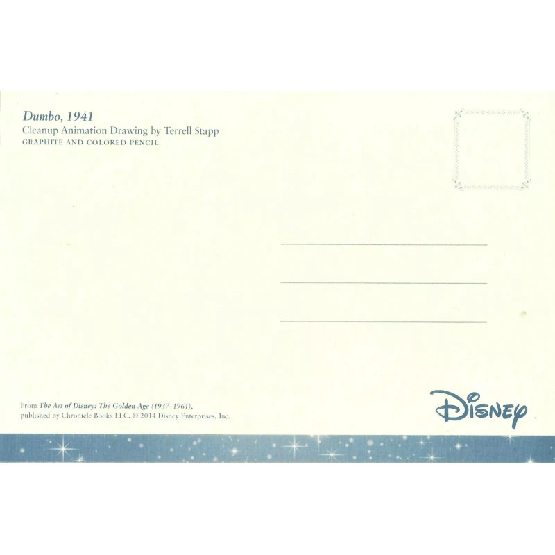 DUMBO, CLEANUP ANIMATION DRAWING BY TERRELL STAPP, NICE POSTCARD. (1)