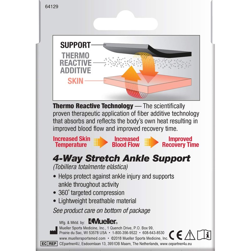 Mueller 4-Way Stretch Premium Knit Ankle Support with Thermo Reactive