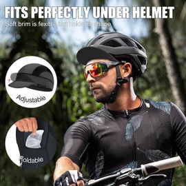 XXL Cooling Cycling Cap Skull Caps Under Helmet Mesh Hats with Sun Visor for Big Head Bike Hard Hat Liner for Men Grey