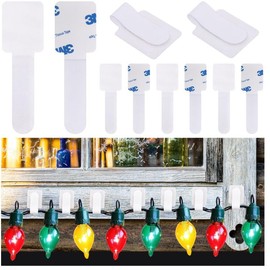 40 Pcs Adhesive Christmas String Lights Strap Holders, Outdoor Hanging Christmas Lights Cable Ties, Hook and Loop Cable Clip Cord Organizer for LED String Light, Cables Management, Porch Patio Decor