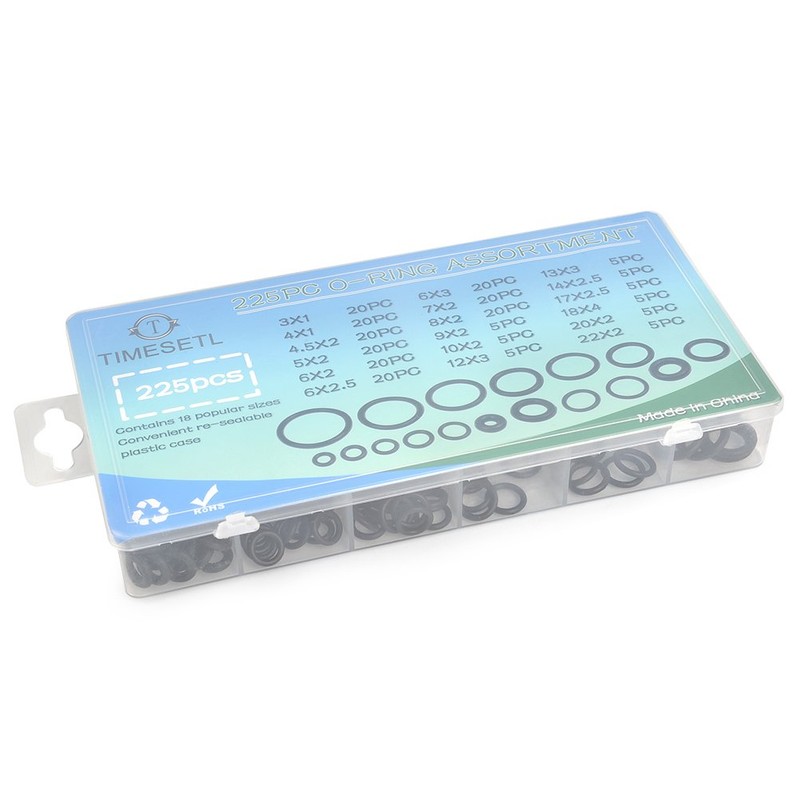 TIMESETL 225 Pieces Sealing Rings Set O Rings Assortment, NBR