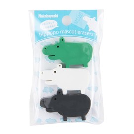 Nakabayashi HPP-ERA-M Hippopo Series Mascot Eraser, Monotone, Pack of 3