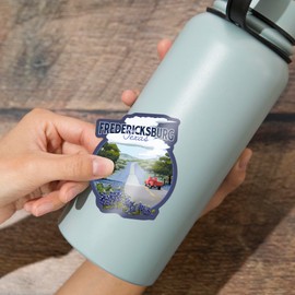 Die Cut Sticker Fredericksburg, Texas, Bluebonnets and Highway, Vinyl Sticker, (Waterproof Decal for Cars, Water Bottles, Laptops, Coolers), Large