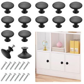 TRUEIN Pack of 12 30 mm Cabinet Knobs, Matt Black, Drawer Knobs, Kitchen Cupboards, Drawer Knobs, Rude Furniture Handle, Drawer Knobs for Cabinets, Kitchen, Bathroom