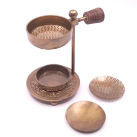 Farbenwald Incense Burner Height Adjustable for Smoking Resins, Woods and Leaves with Extra Strainer (Brass)