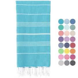 Ephesus Turkish Beach Towel Oversized 100x180 cm 100% Cotton Sand Free Quick Dry Towel Extra Large Turkish Towel Light Travel Towel for Adults Beach Gifts Beach Accessories (Turquoise)