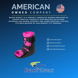 Brace Direct Women’s Short Air CAM Walker Boot - Pink Lined Fracture Boot with Air Pump for Foot & Ankle Fractures, Injuries, Sprains, and Post Op Recovery L4360 (Large - US Shoe Women 11.5-13.5