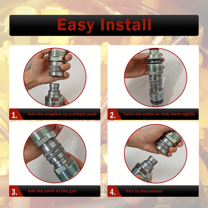 findmall 1/2 Hydraulic Male & Female Flat Face Quick Connect