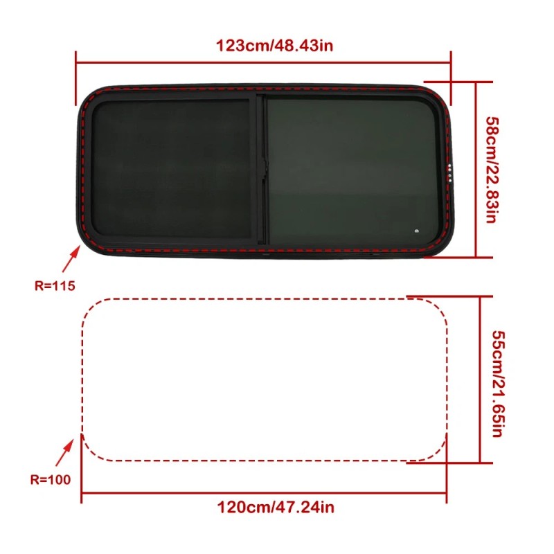 Labwork 48"Width X 22"Height Horizontal Slider RV Window Cargo Trailer