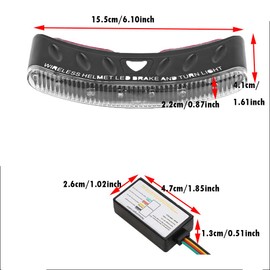 Riloer 12V 5W LED Motorcycle Wireless Helmet Light Kit, Waterproof Super Bright Night Riding Turn Signal Light Brake Lamp, One-touch Button