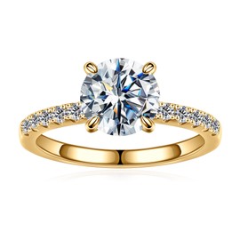SMILEST Moissanite Engagement Rings for Women, 1.5CT Round D Color VVS1 Clarity Lab Created Moissanite Rings 18K White Yellow Rose Gold Vermeil Moissanite Rings for Women Wife Promise Rings for Her,