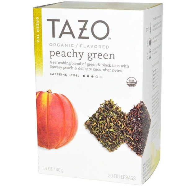 Tazo Organic Peachy Green Tea, 20 ct (Pack of 6)
