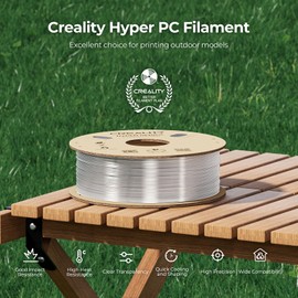 Creality PC Filament 1.75mm, Clear Polycarbonate Filament Designed for 300mm/s High Speed Printing, 1kg(2.2lbs)/Spool Hyper PC Filament, Tough and High Heat Resistant, Fits for 3D Printers