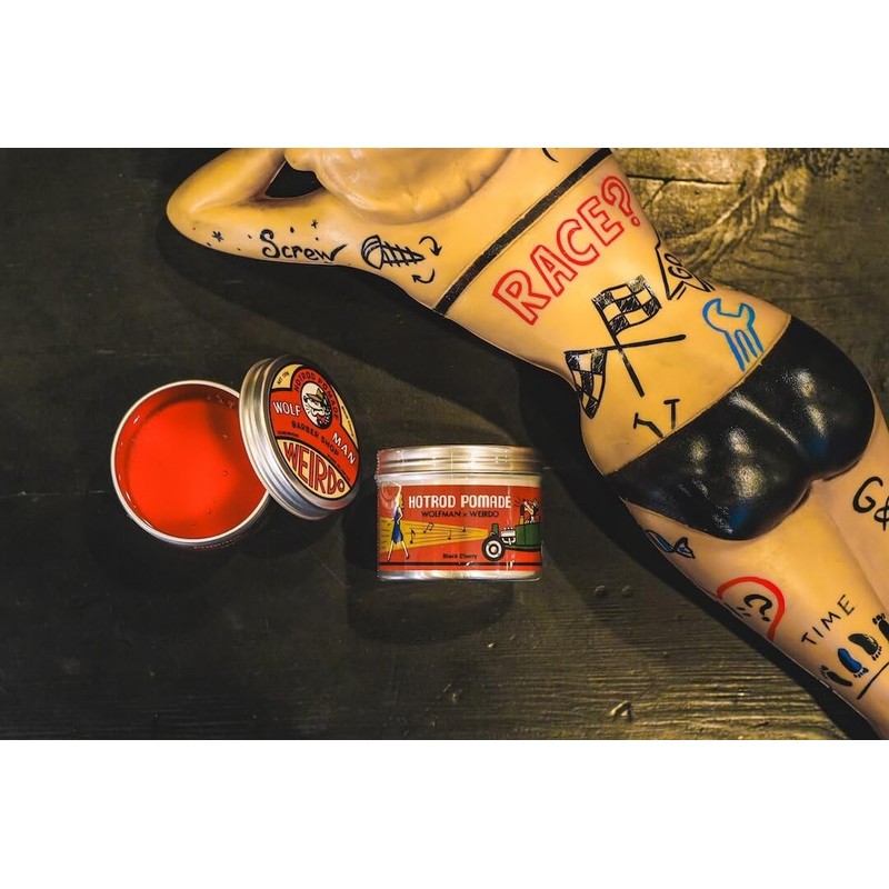 Pomade Men's Water-Based Weird Wolfman Barber Hot Rod Pomade Black