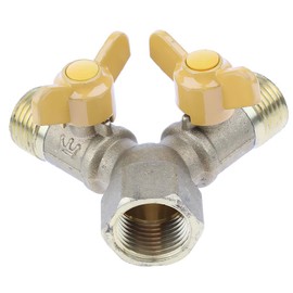 kesoto 1 Pc Brass Two Way Natural Gas Pipe Splitter Connector Piece Adapter Valve