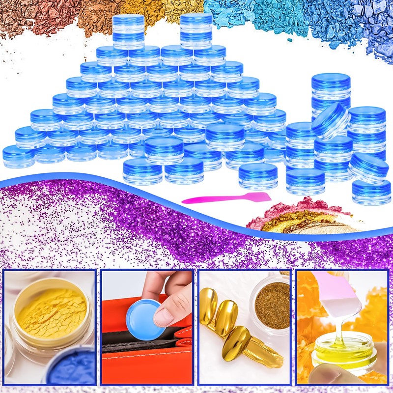 MotBach 100 Pcs 3g Empty Plastic Containers with Lids,Tiny Makeup